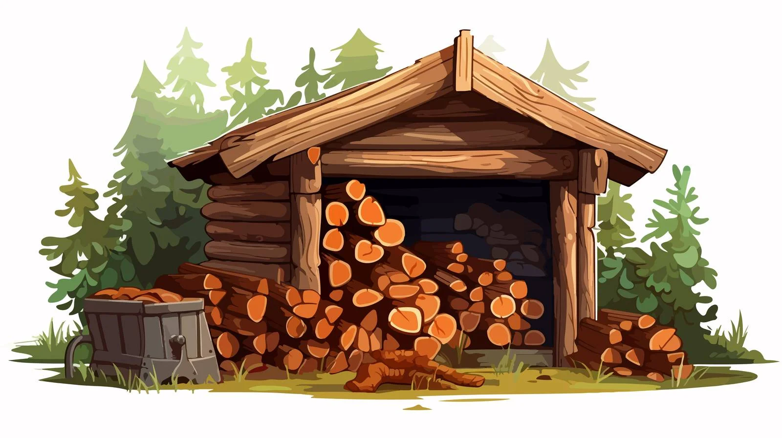 Charming Woodshed Vector Illustration — free download from Dotvec