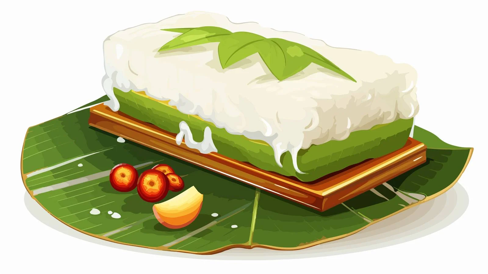 Delicious Indonesian Kue Mangkok on Banana — free download from Dotvec