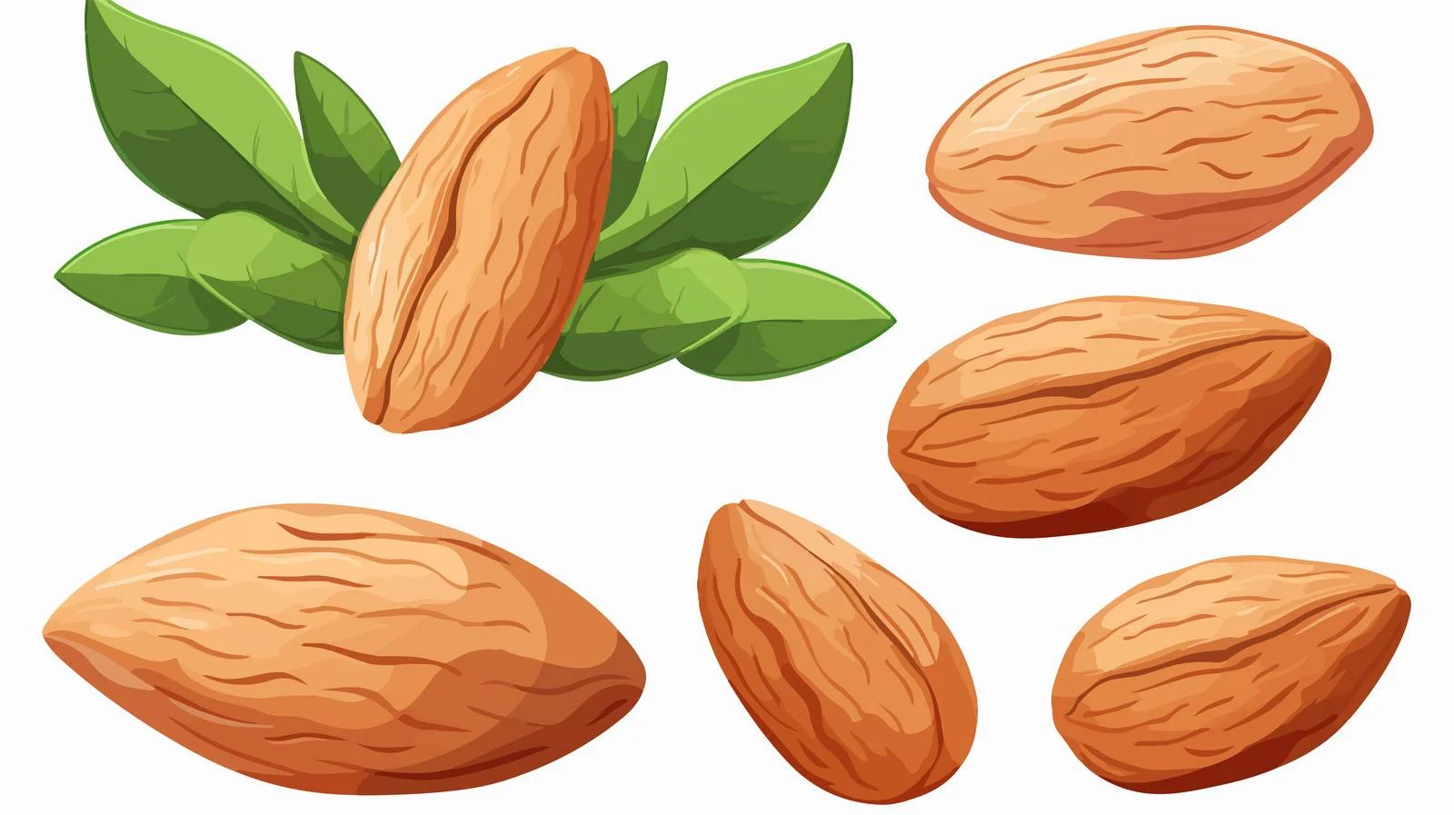 Delicious Almond Nut with Leaf Background — free download from Dotvec