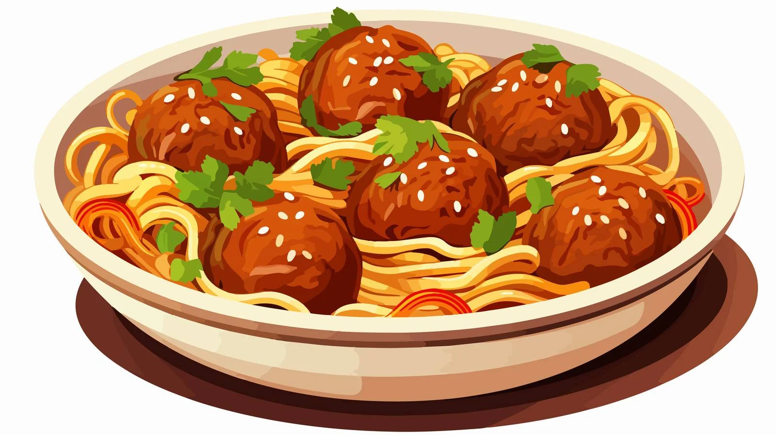 Delicious Asian Noodles with Meatballs — free download from Dotvec