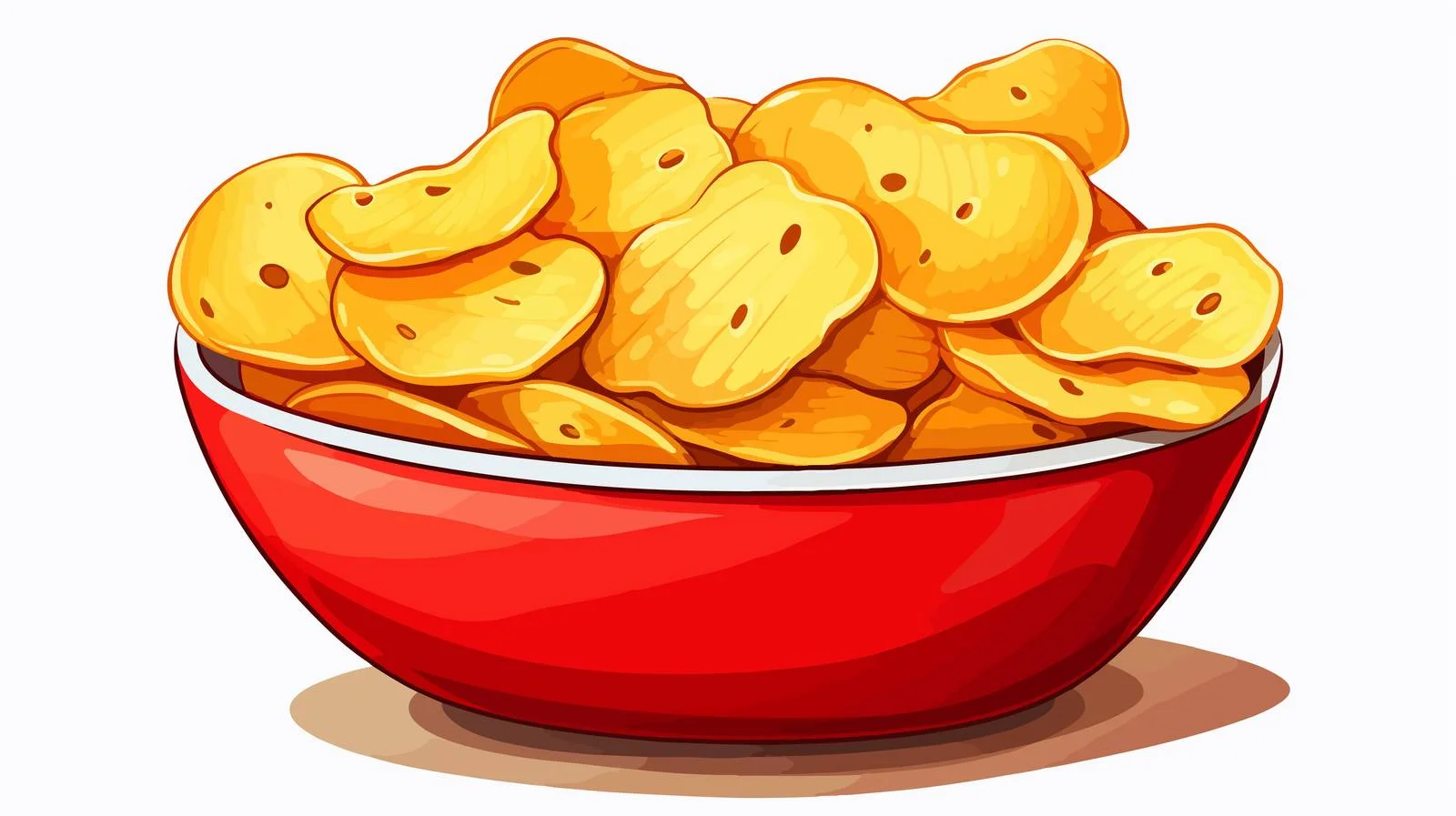 Delightful Potato Chips in Red Bowl — free download from Dotvec