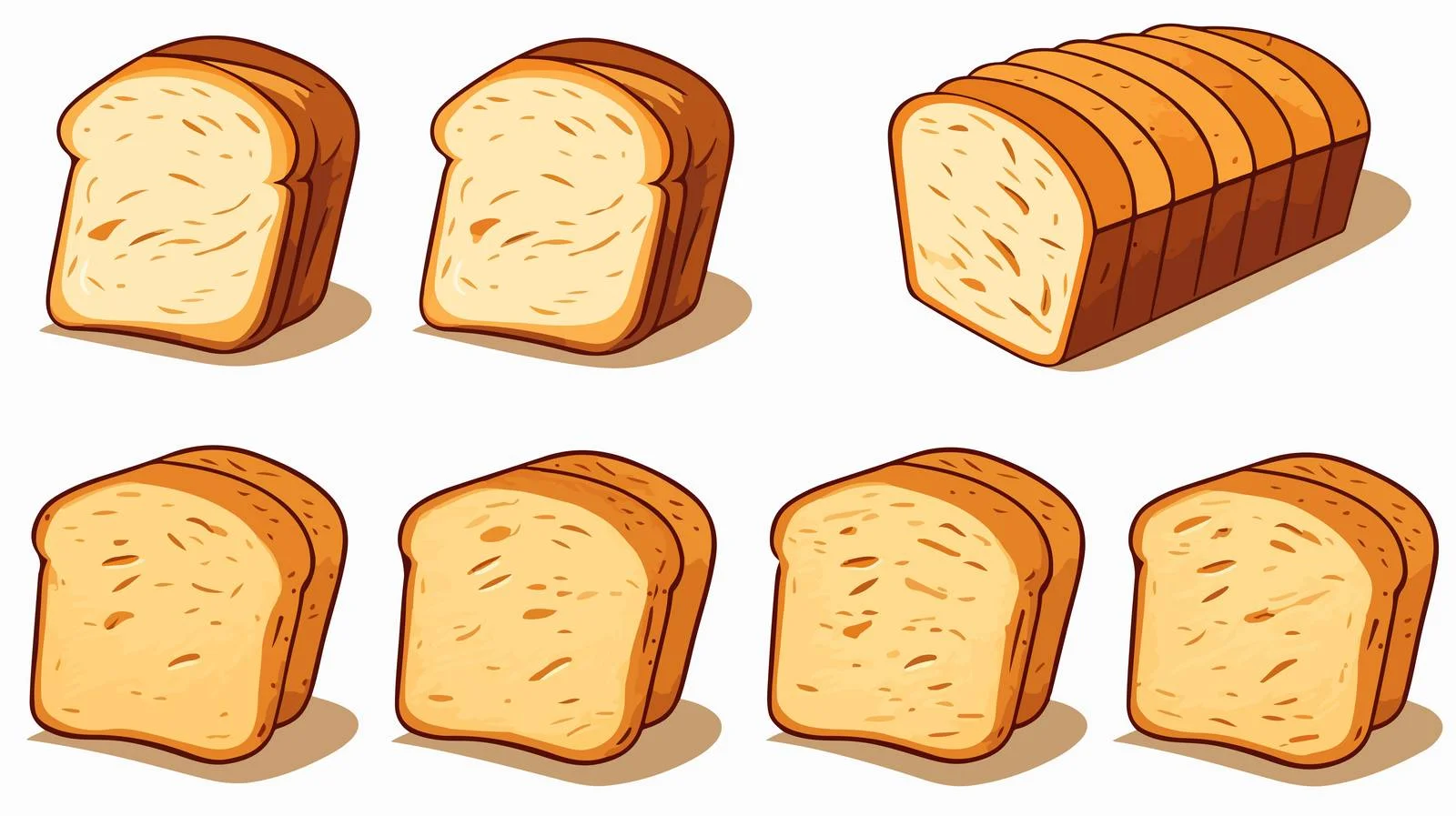 Whimsical Cartoon Sliced Bread Illustration — free download from Dotvec