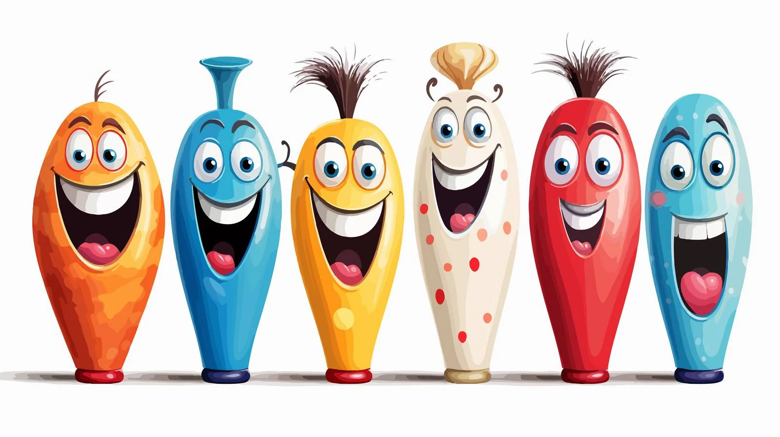 Whimsical Bowling Pins Cartoon Illustration — free download from Dotvec