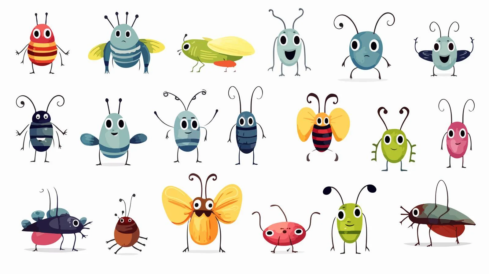Whimsical Insect Compilation: Joyful Cartoon Characters — free download from Dotvec