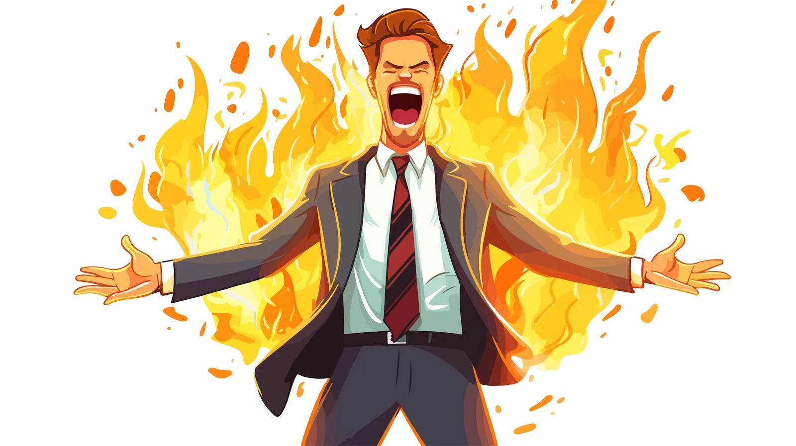 Angry Businessman with Fire Aura Illustration — free download from Dotvec
