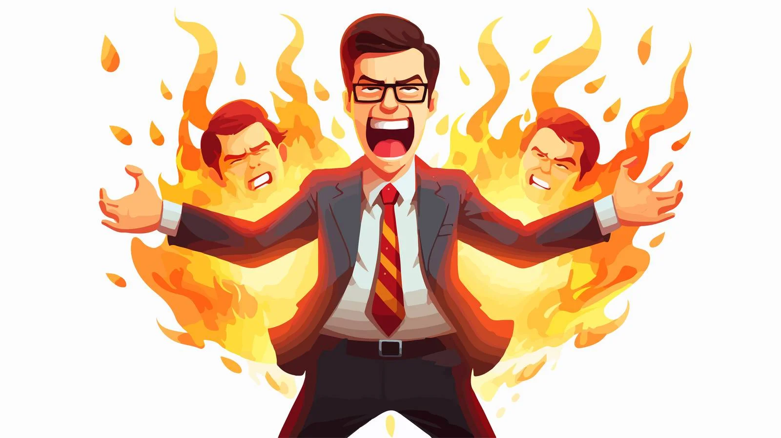 Fuming Businessman with Fiery Aura Vector — free download from Dotvec