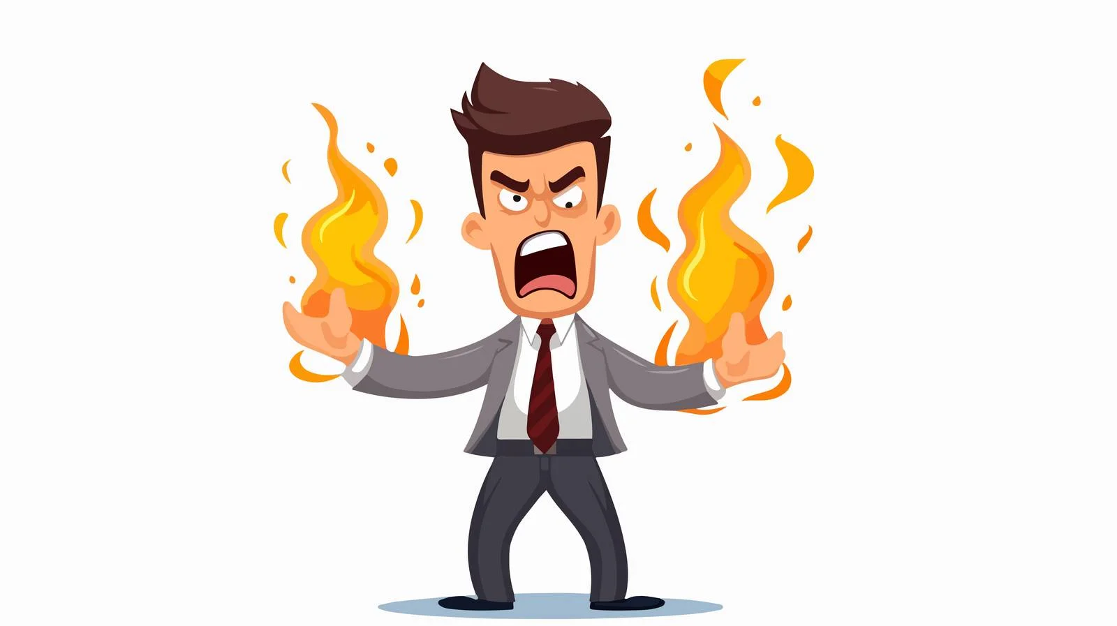 Furious Businessman with Fire Aura Vector — free download from Dotvec