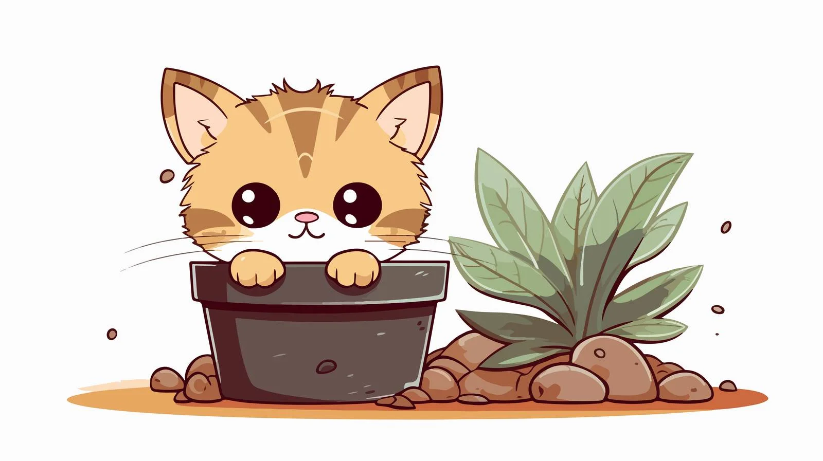 Playful cat nibbling on cactus plant — free download from Dotvec