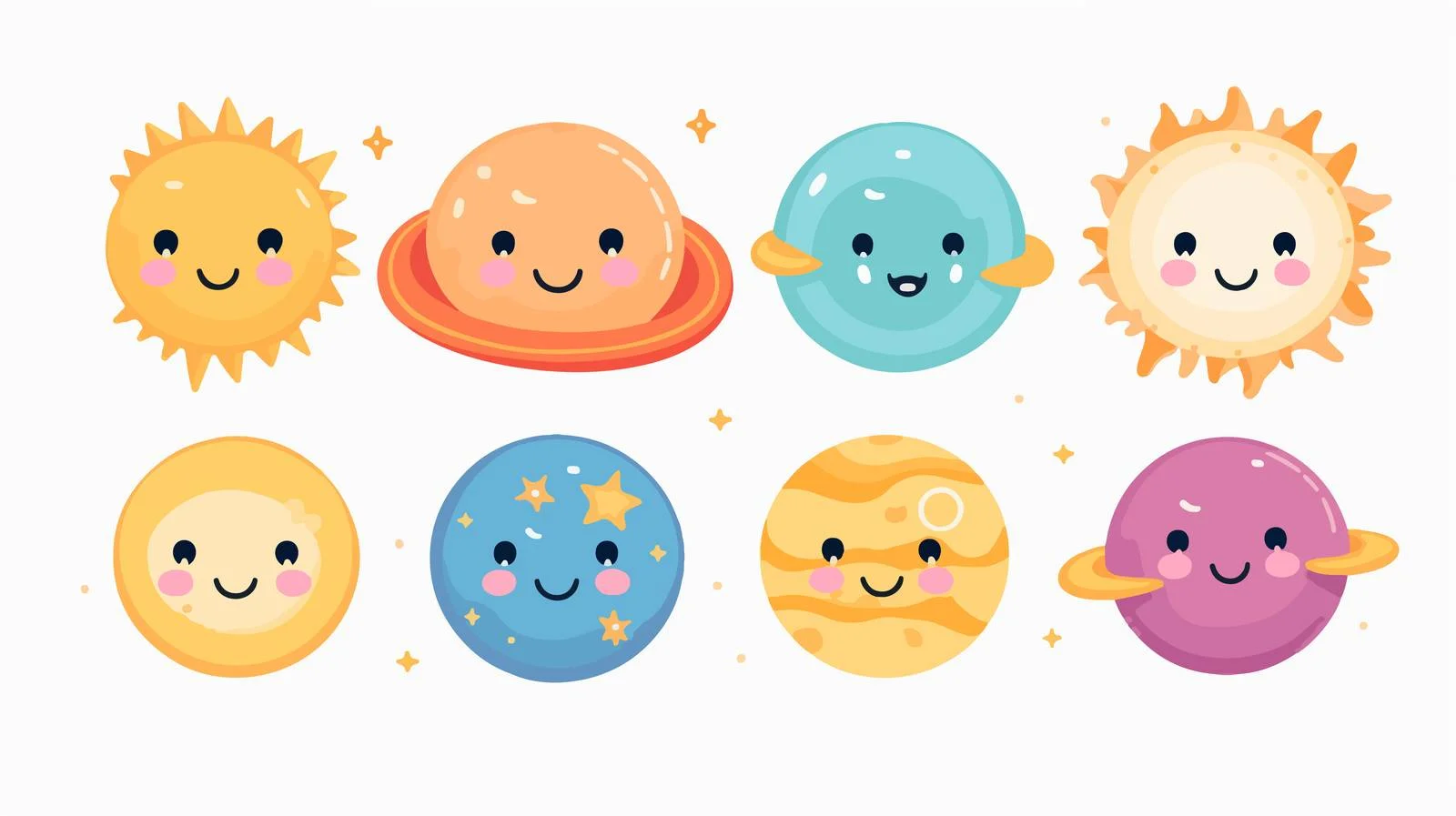 Playful Planets in a Line Illustration — free download from Dotvec