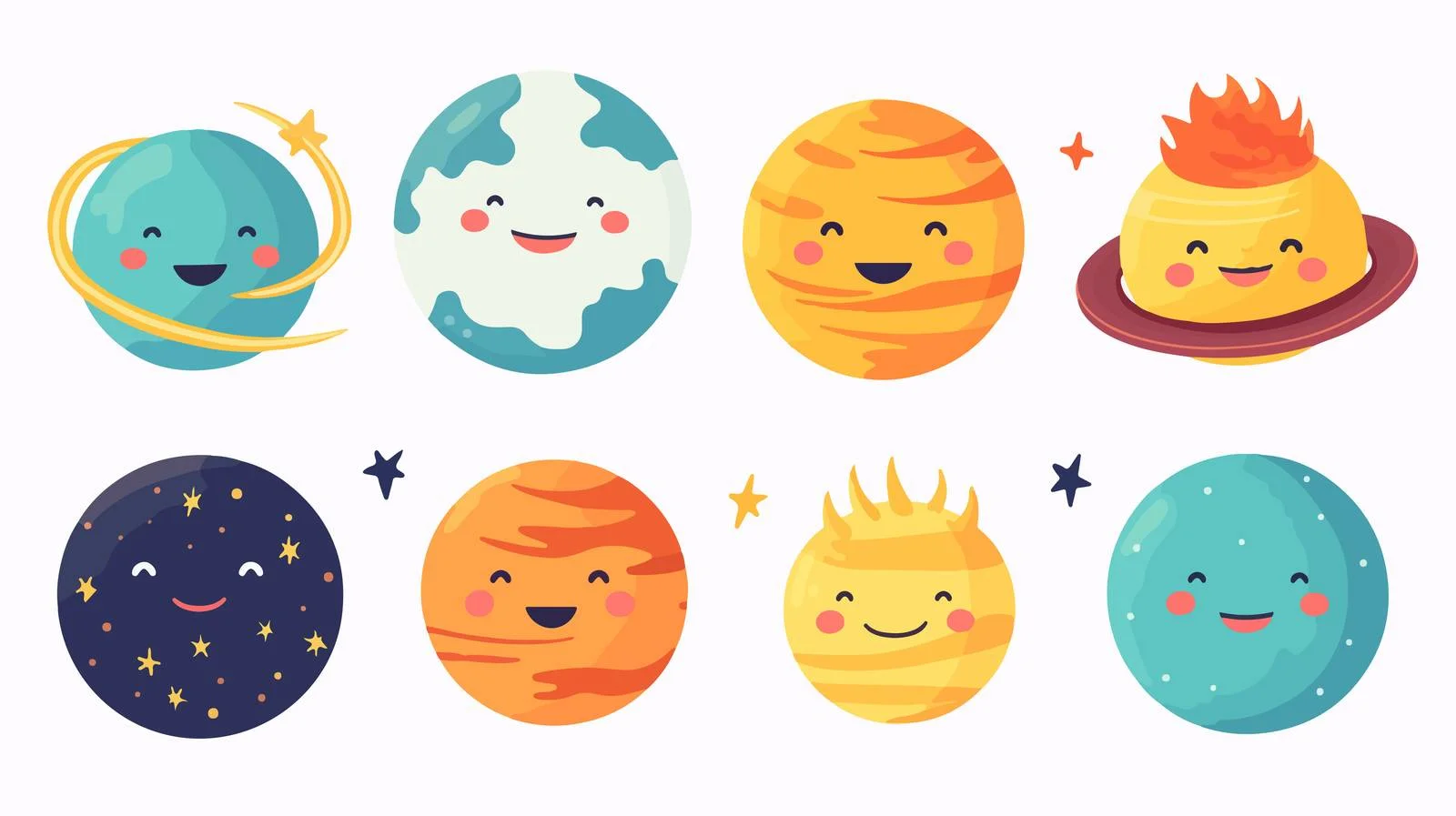 Whimsical Planet Lineup Vector Illustration — free download from Dotvec