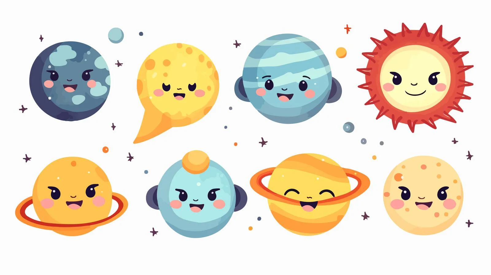 Whimsical Planets Aligned in Vector Illustration — free download from Dotvec