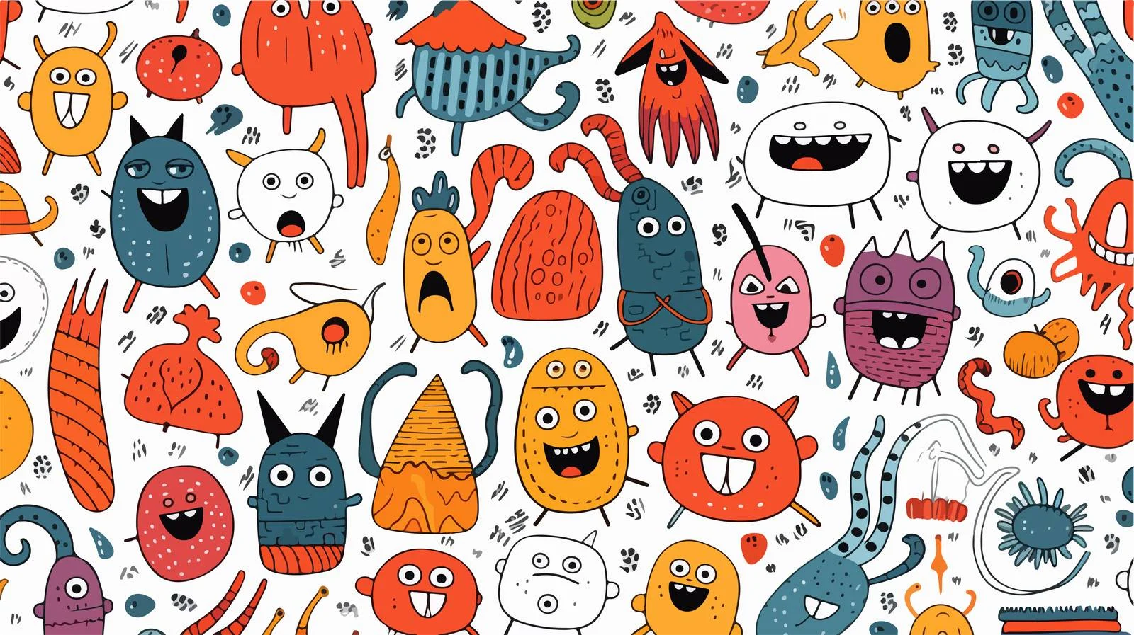 Whimsical comic character seamless design fun — free download from Dotvec