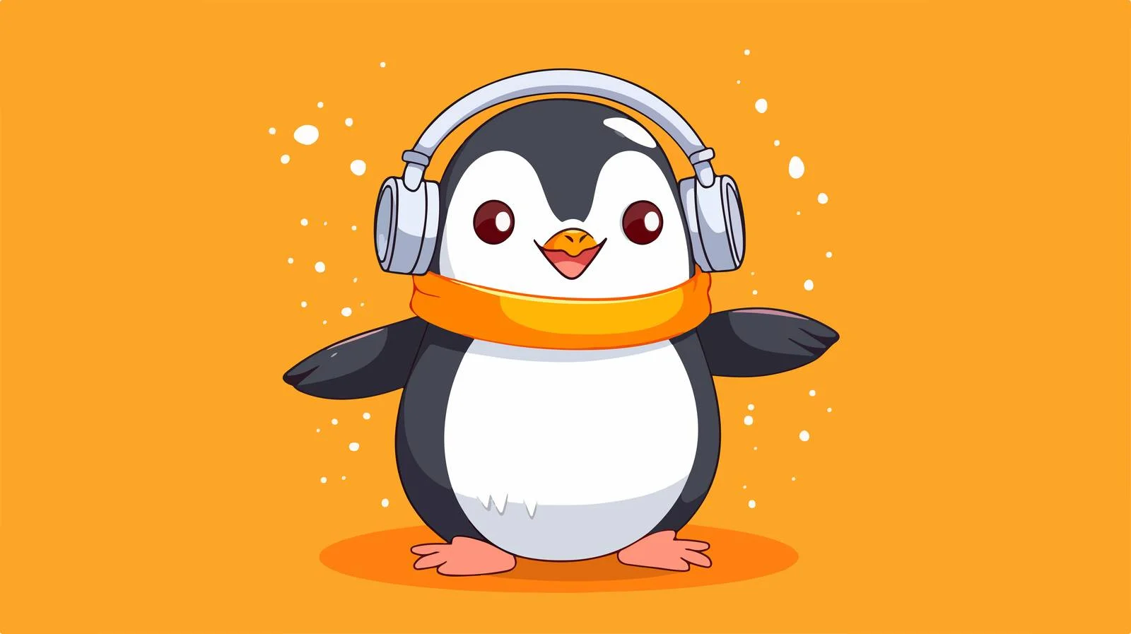 Energetic Cartoon Penguin in Ear Muffs Dance — free download from Dotvec