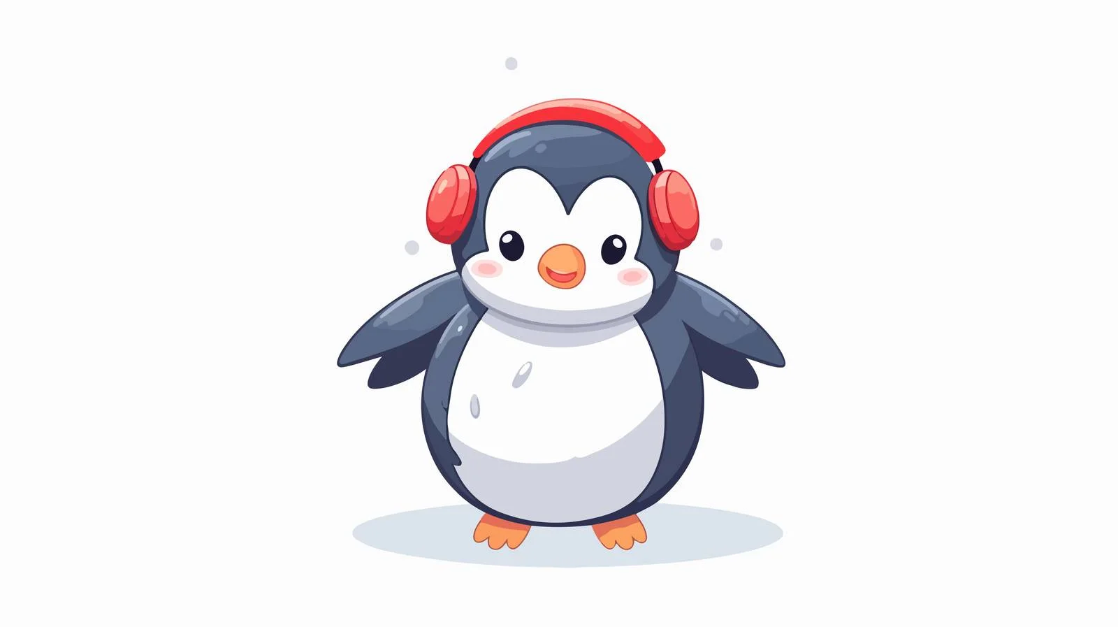 Cheerful cartoon penguin dancing in earmuffs — free download from Dotvec
