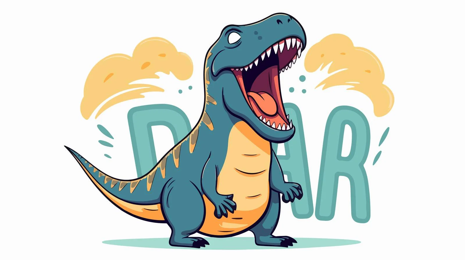 Playful T-Rex Roaring with Cartoon Lettering — free download from Dotvec