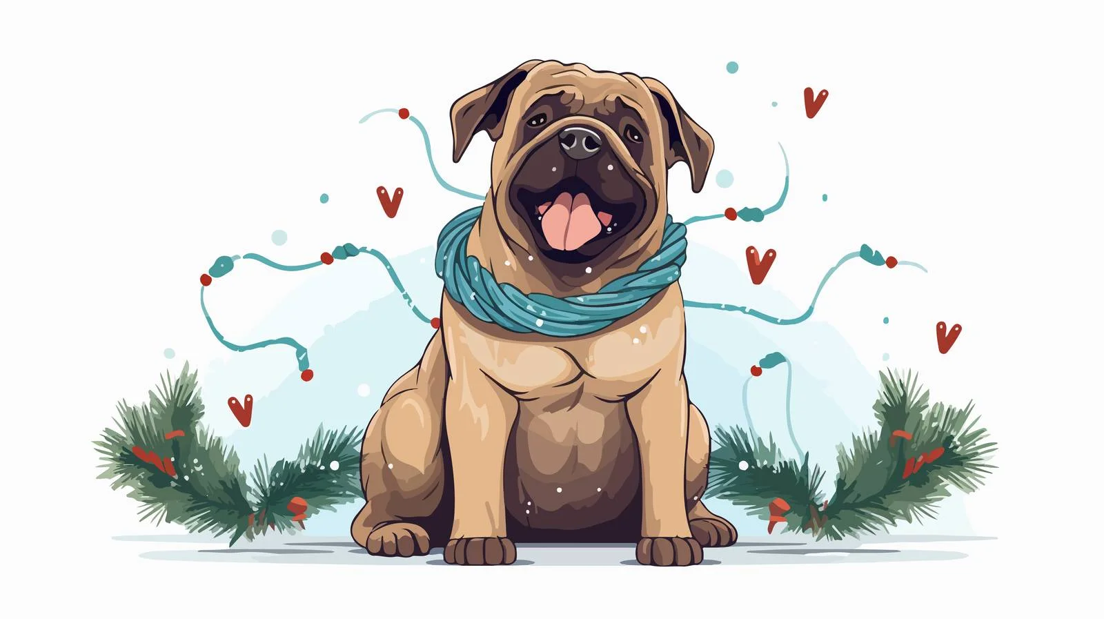 Playful Dog in Tangled Christmas Ornaments — free download from Dotvec