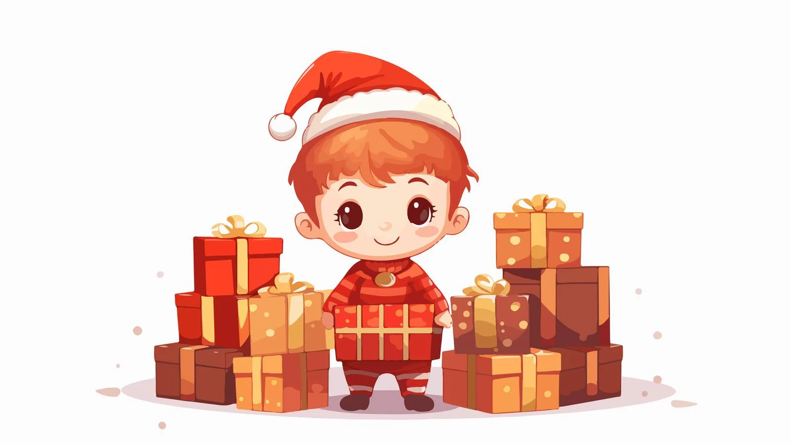 Cheerful Elf Balancing Christmas Gift Boxes — free download from Dotvec