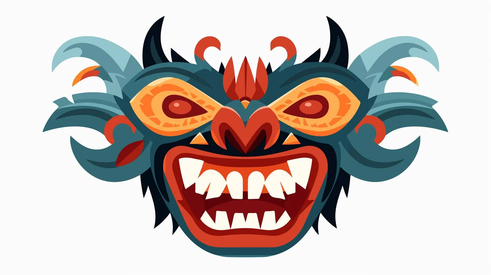 Humorous Zulu Tribal Mask Baring Angry Teeth — free download from Dotvec