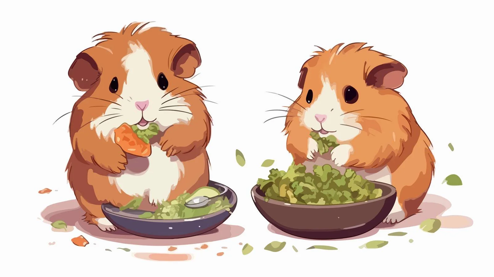 Adorable Guinea Pig Cartoon Characters Feasting — free download from Dotvec