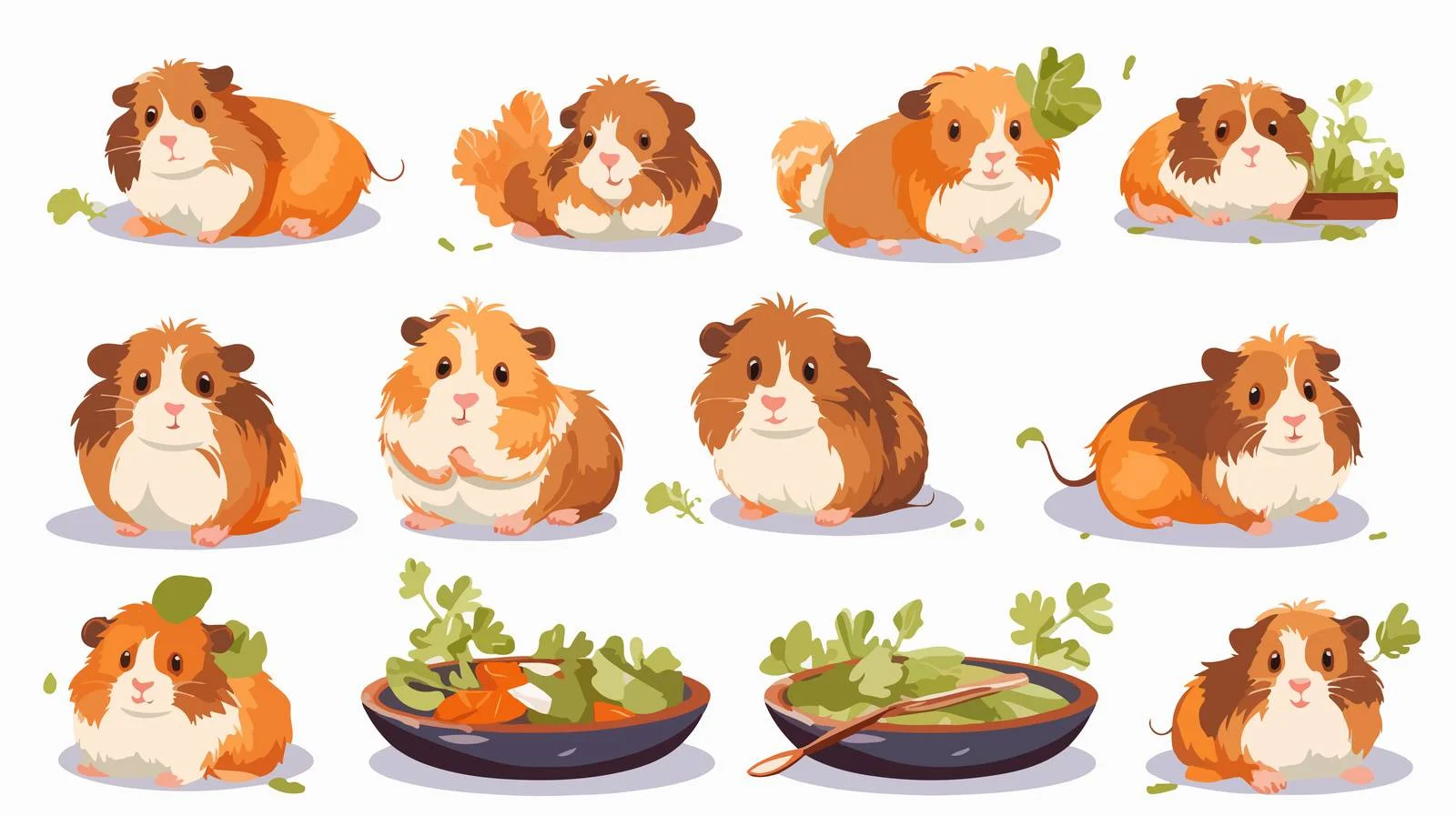Adorable Guinea Pig Characters Enjoying a Meal – free guinea pig image from Dotvec