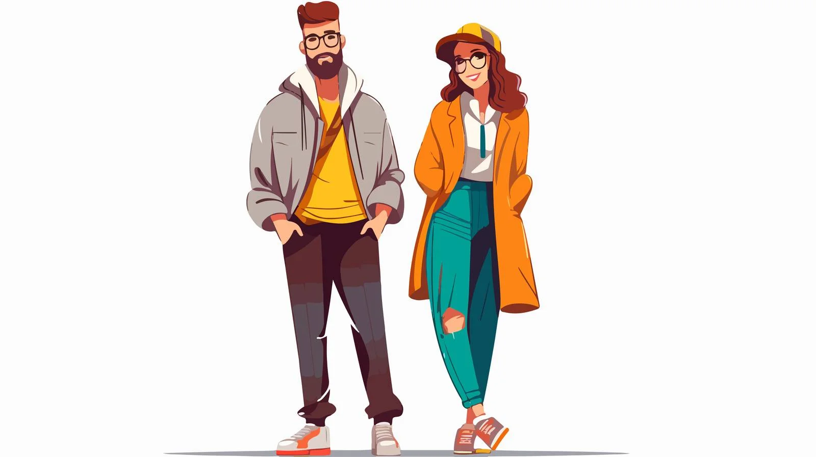 Trendy Hipster Couple in Chic Attire — free download from Dotvec