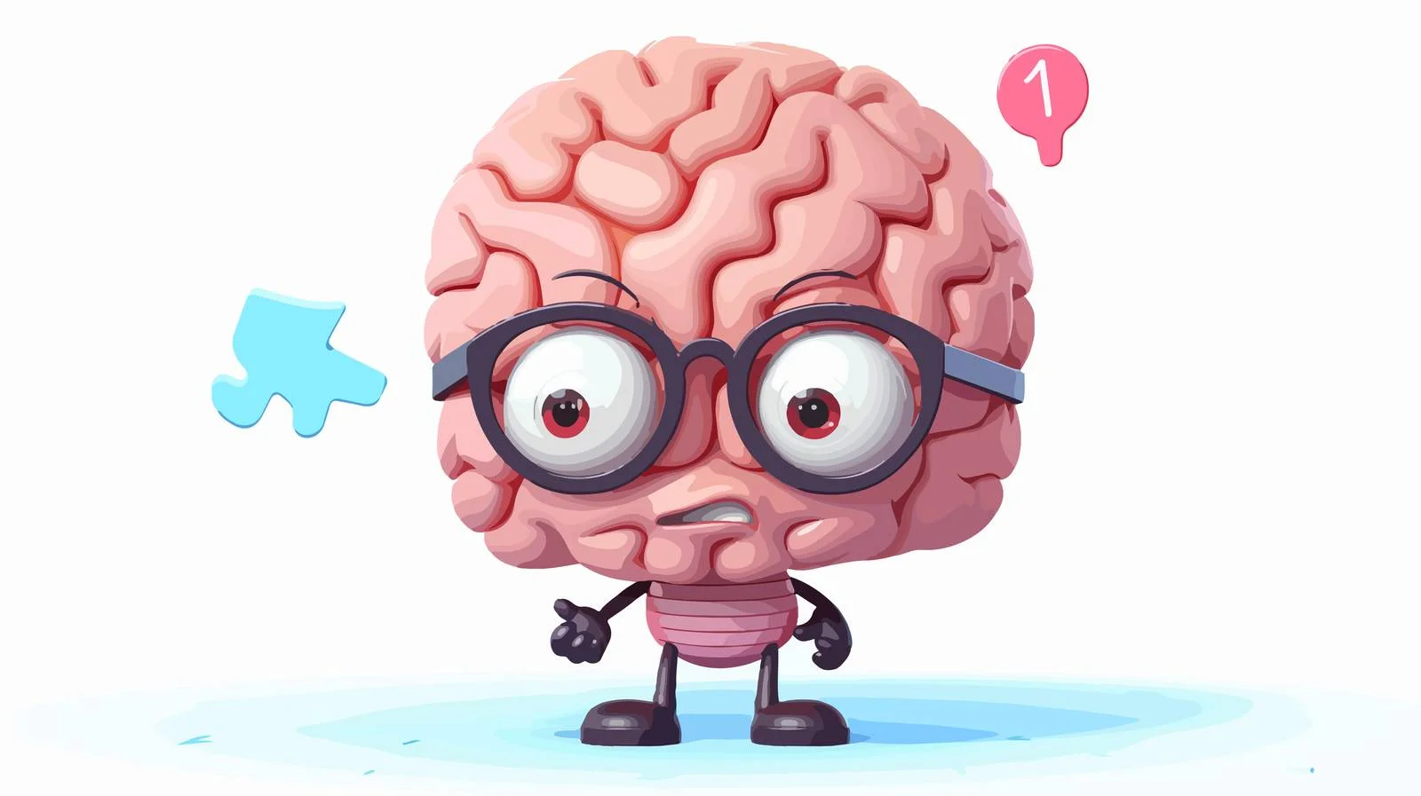 Whimsical Brain Wearing Glasses in Questioning Scene — free download from Dotvec