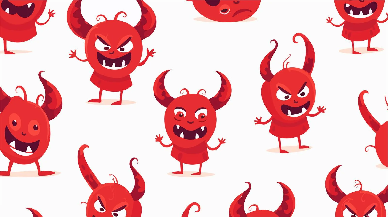 Whimsical Red Devil Cartoon Repeat Design — free download from Dotvec