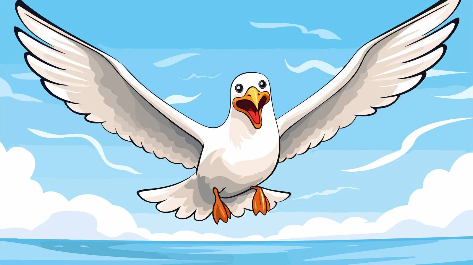 Cheerful Seagull Cartoon Vector Illustration — free download from Dotvec