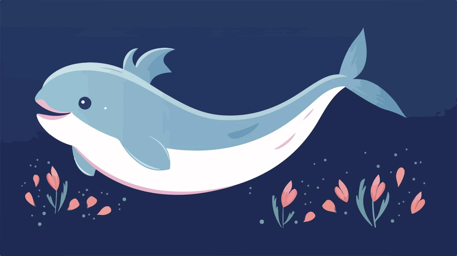 Playful narwhal on dark background — free download from Dotvec