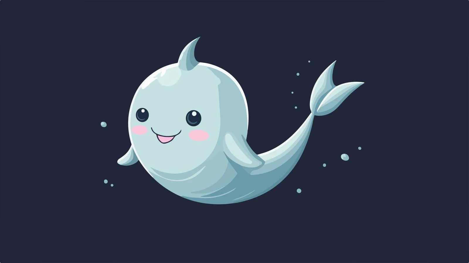 Cheerful narwhal on dark backdrop — free download from Dotvec