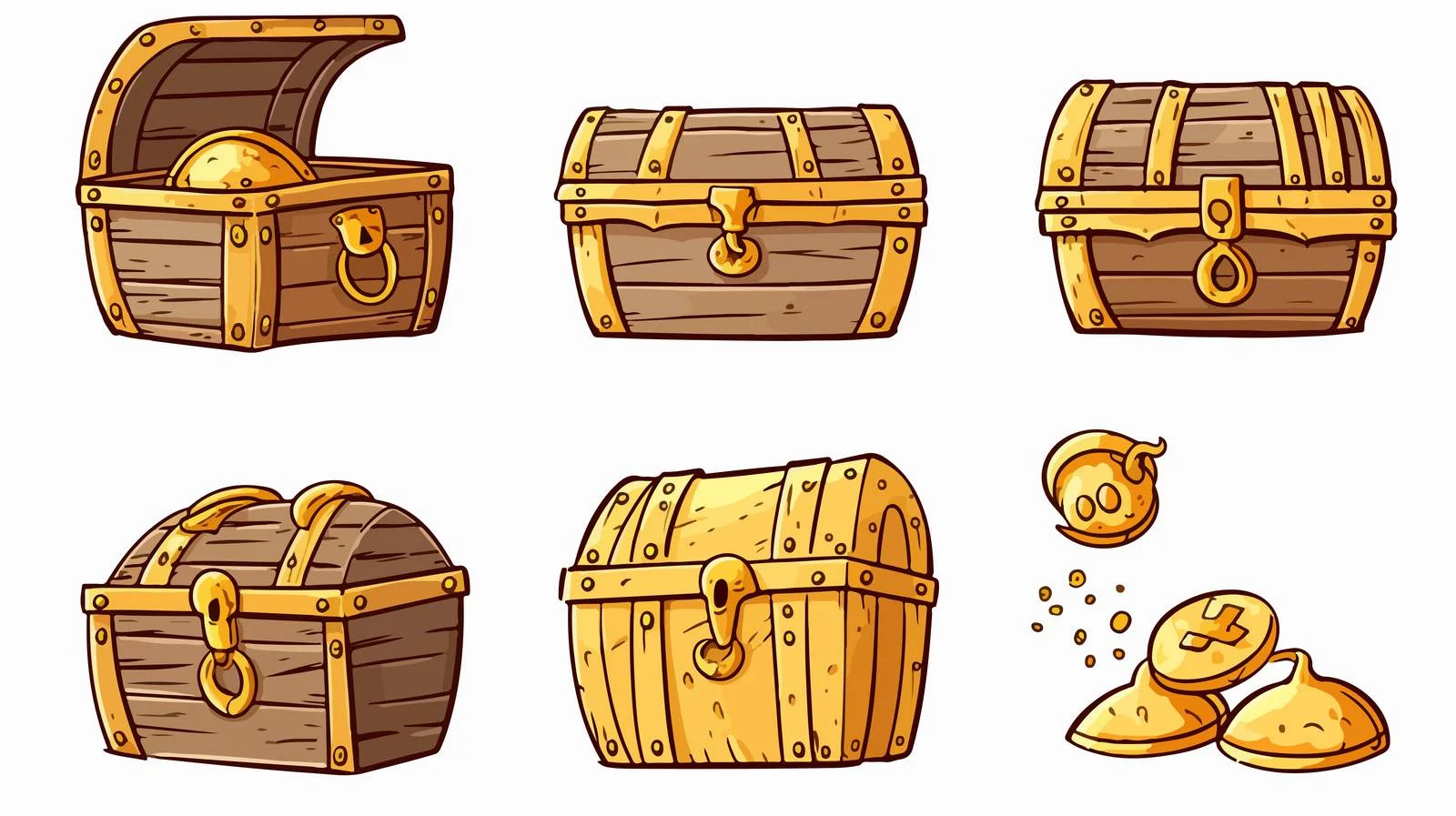 Whimsical Gold Treasure Chest Doodle — free download from Dotvec