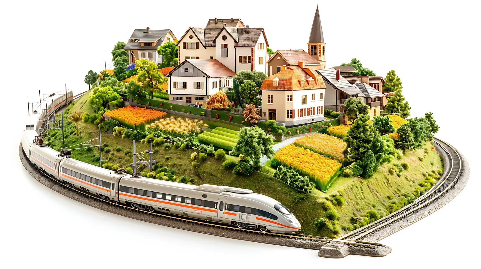 High-speed Train Racing Along Villages — free download from Dotvec