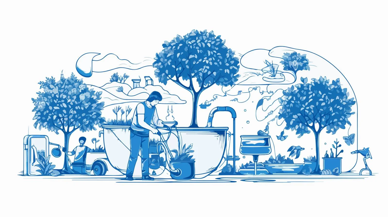 Nurturing Tree in Pot with Watering Care — free download from Dotvec