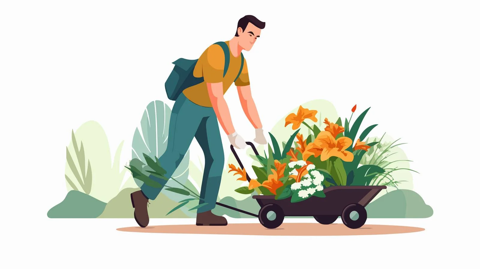 Male Gardener Tending Summer Garden Outdoors — free download from Dotvec