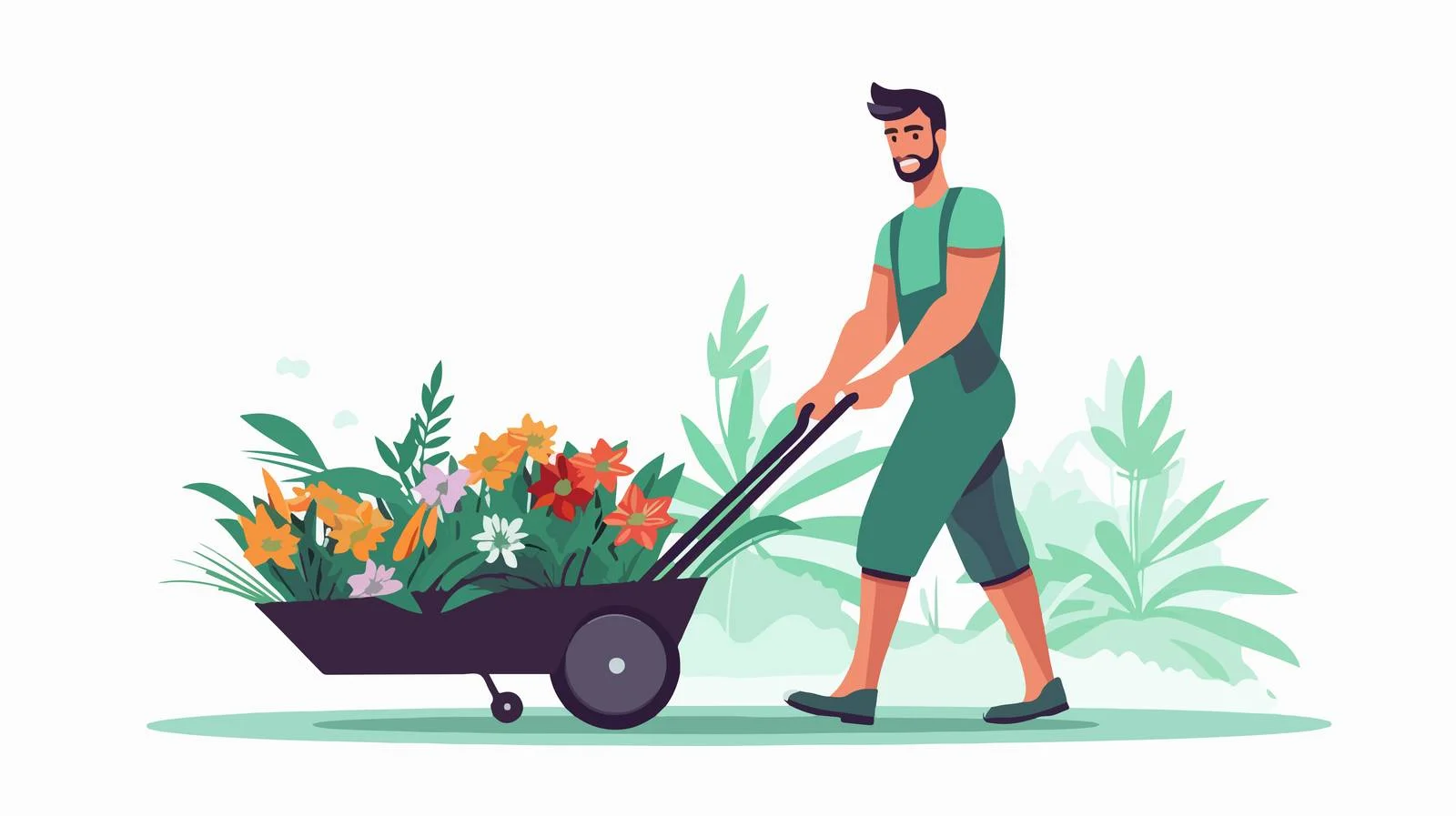 Summer Gardening: Male Handyman Working Outdoors — free download from Dotvec