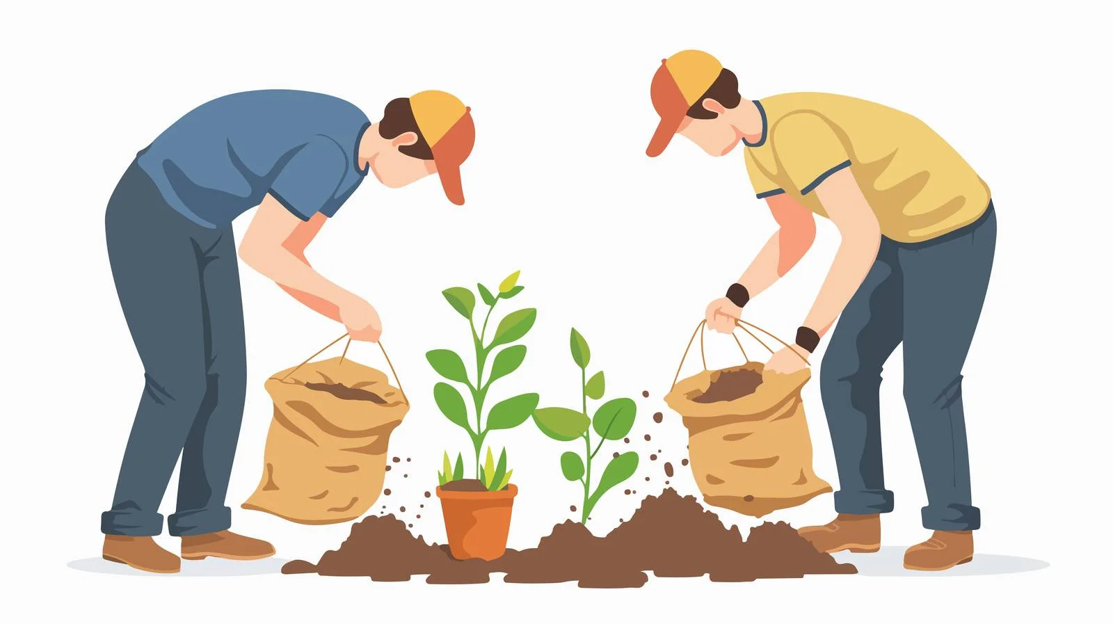 Planting Process: Soil Distribution by Gardeners — free download from Dotvec