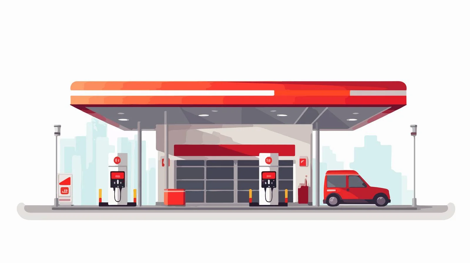 Vibrant Cartoon Gas Station Illustration — free download from Dotvec