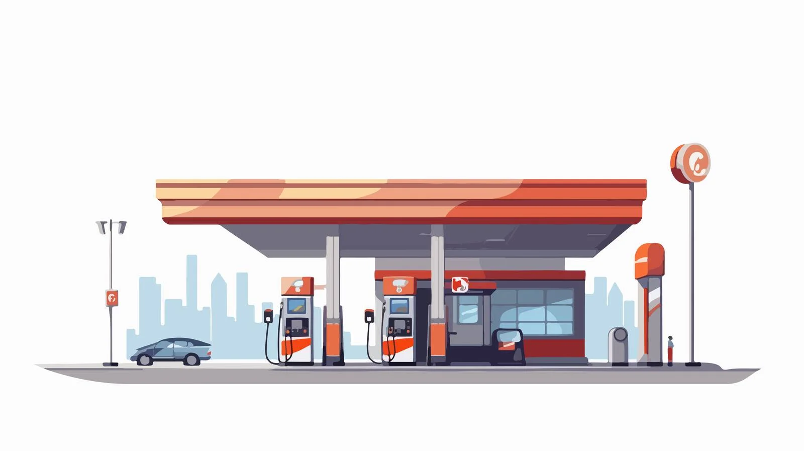 Colorful Gas Station Cartoon Vector Illustration — free download from Dotvec