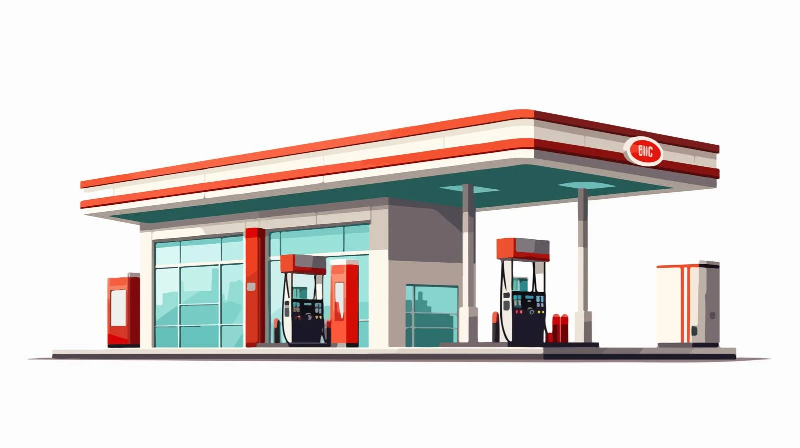 Quirky Gas Station Cartoon Scene Illustration — free download from Dotvec