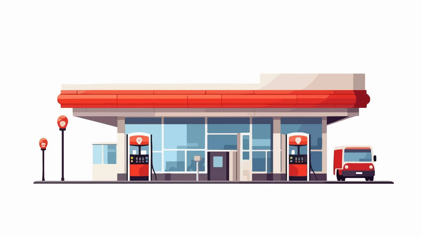 Colorful Gas Station Cartoon Vector Illustration — free download from Dotvec