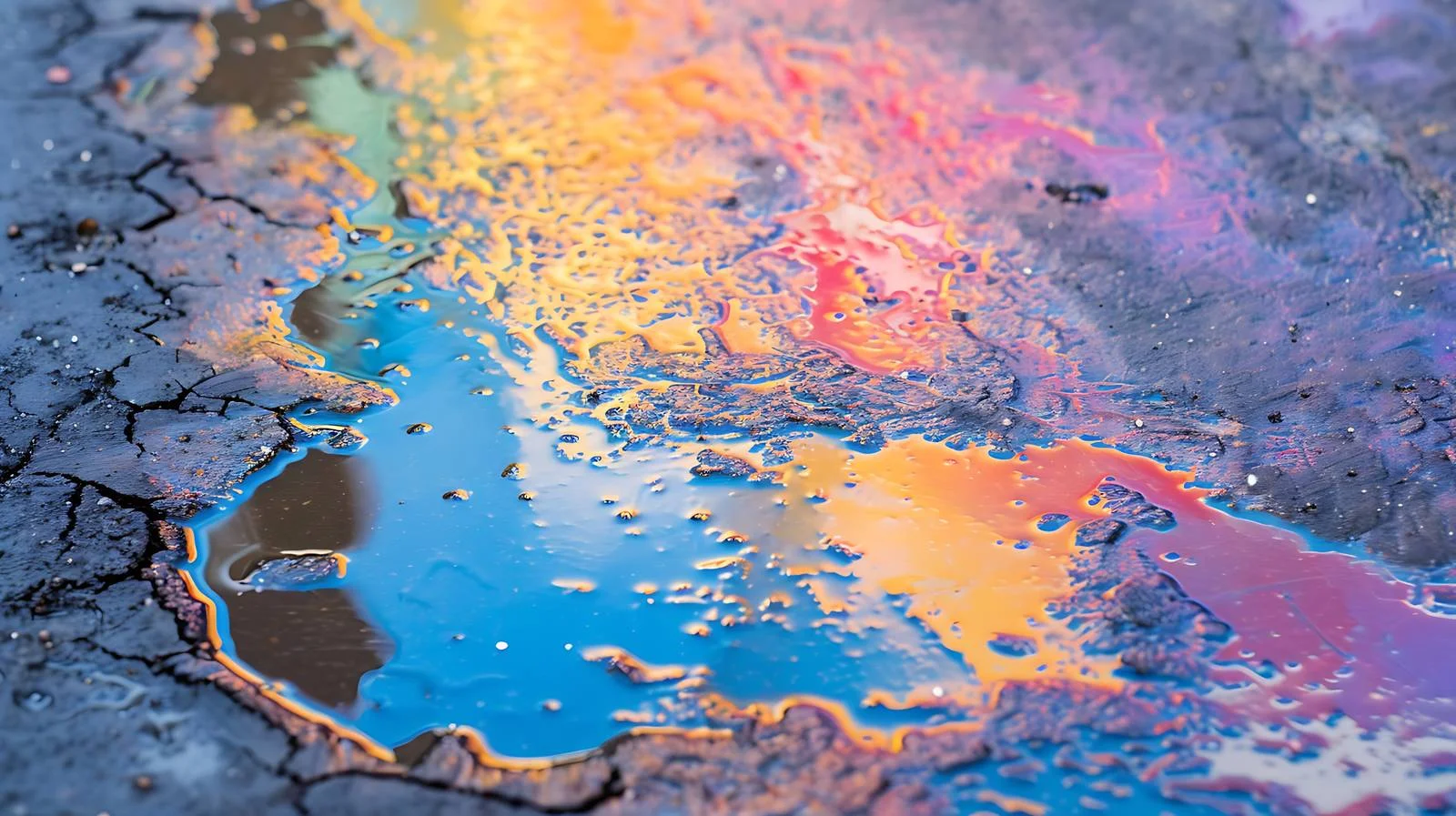 Vivid Oil Spill Reflecting on Asphalt — free download from Dotvec