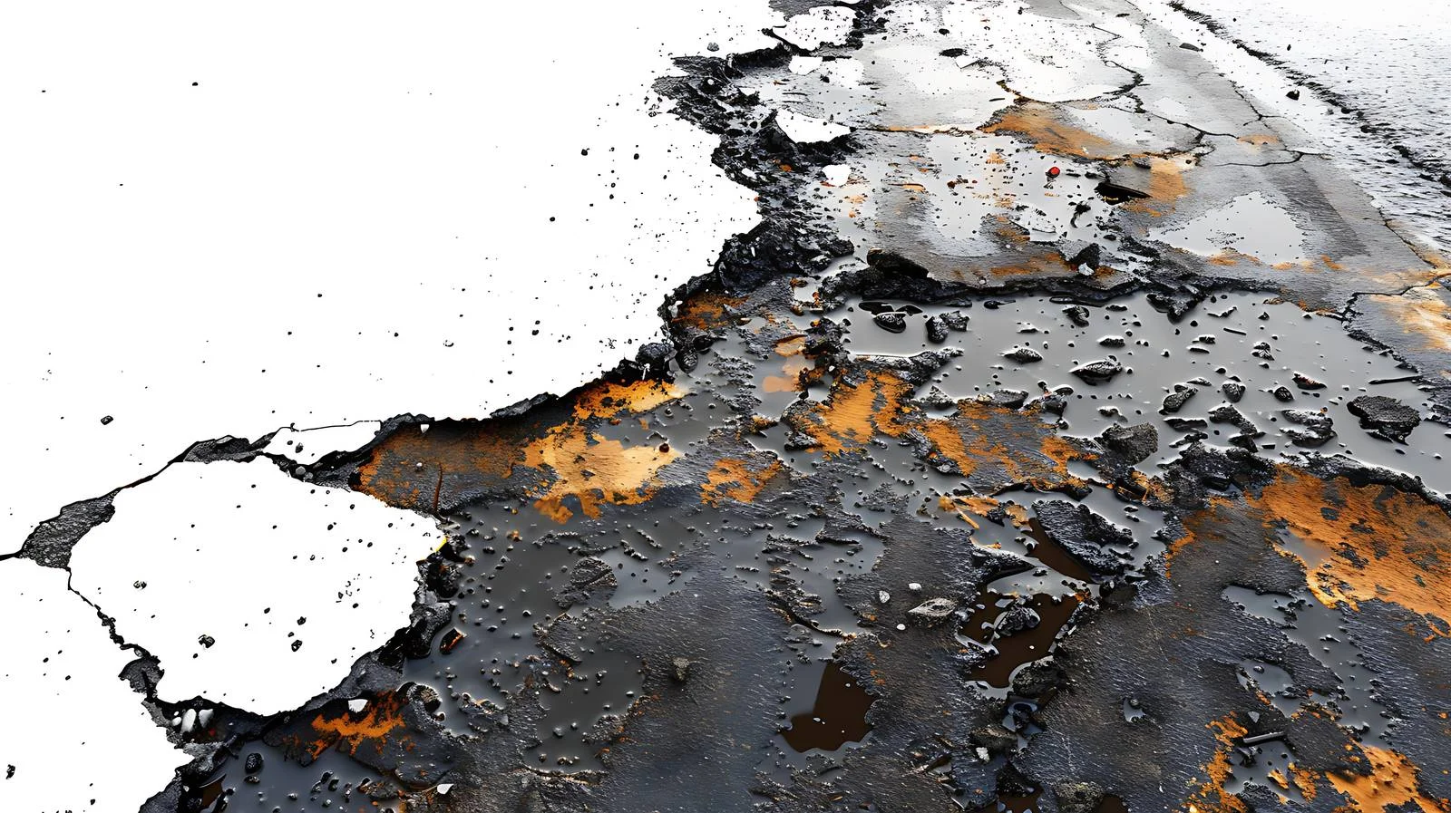 Petrol spill on roadway. Environmental crisis. — free download from Dotvec