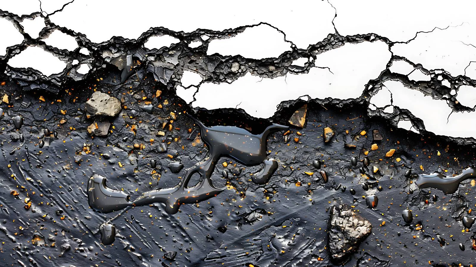 Spilled Gasoline Stains on Asphalt Road — free download from Dotvec