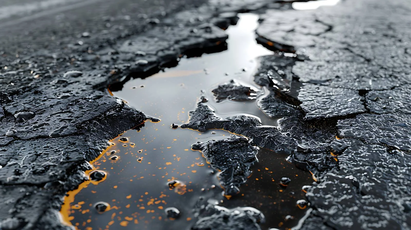 Spilled gasoline marks on pavement road — free download from Dotvec