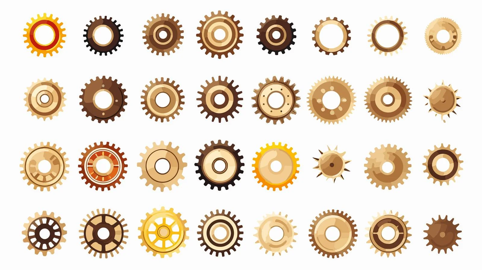 Assorted Gear Shapes on White Background — free download from Dotvec
