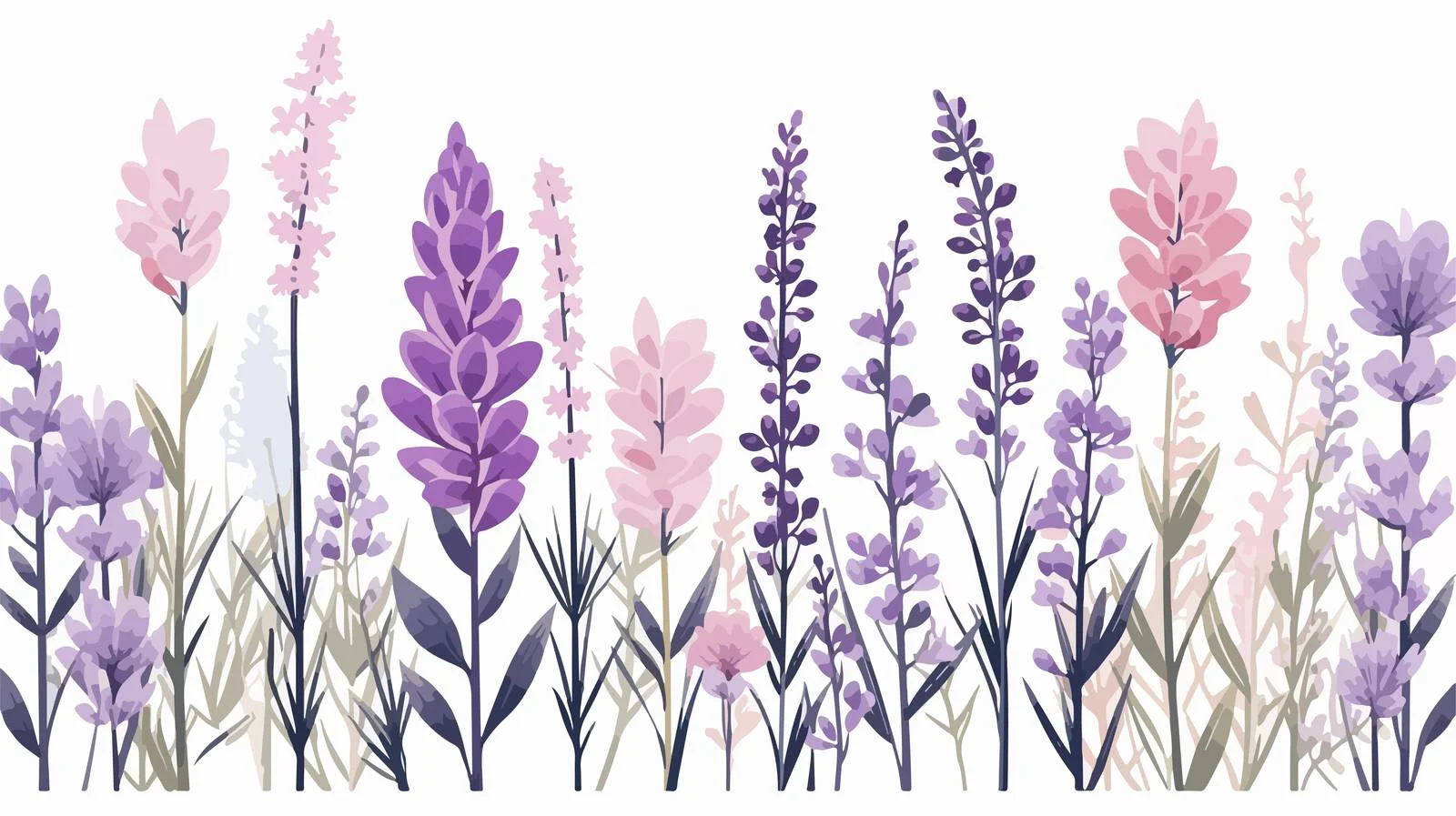 Lavender Blossoms with Stem and Leaves — free download from Dotvec