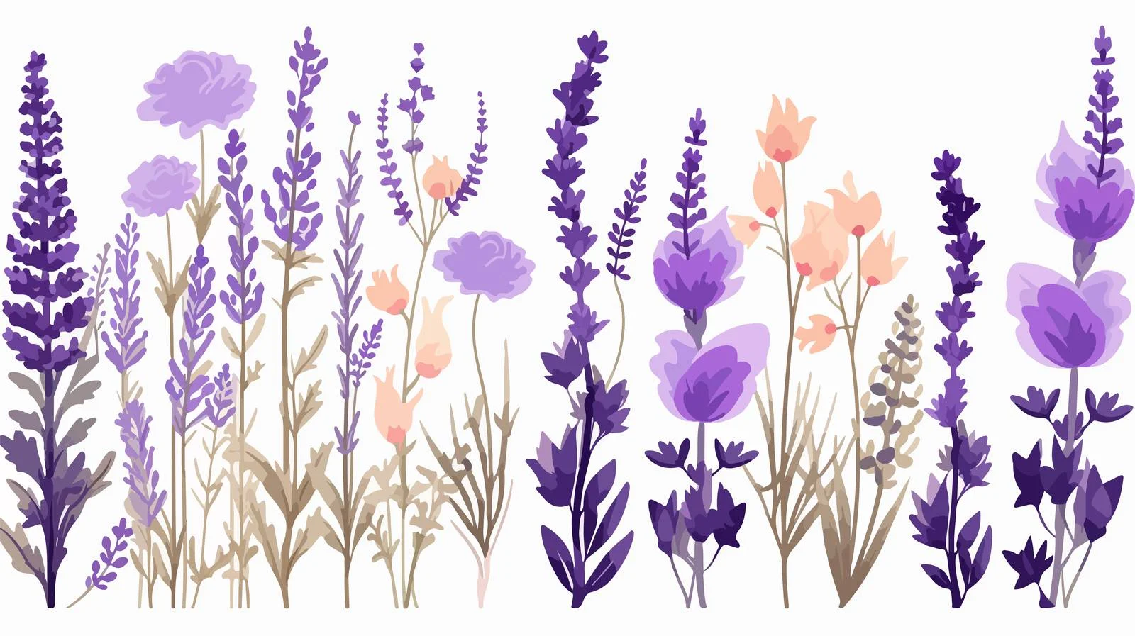 Lavender Blossoms with Stem and Leaves — free download from Dotvec