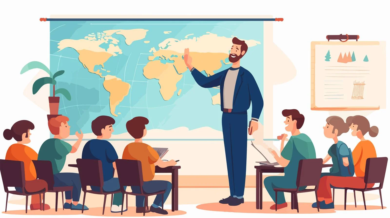 Educator leading Geography lesson in classroom — free download from Dotvec
