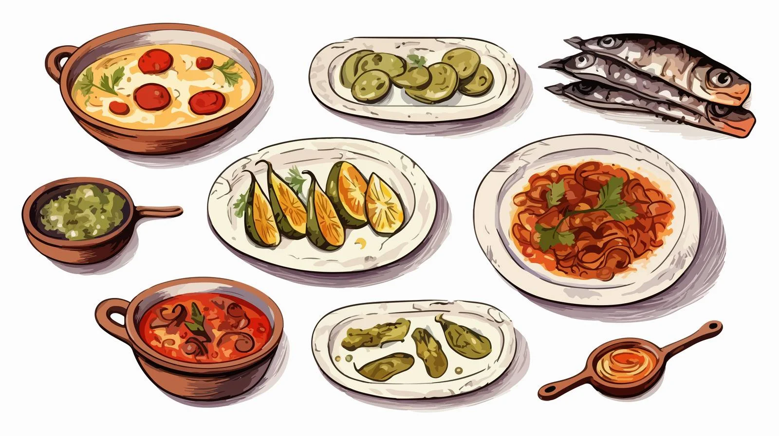 Illustrated Georgian Cuisine Varieties — free download from Dotvec