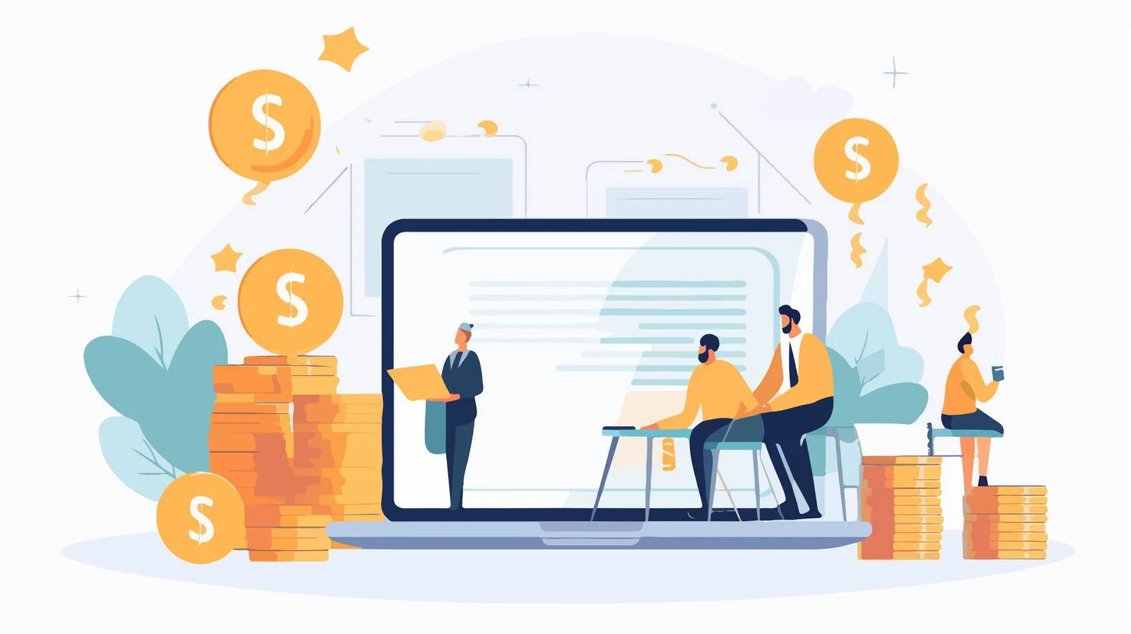 Enormous Computer with Miniature Taxpayers Nearby — free download from Dotvec